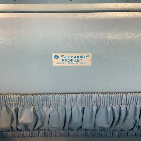 Vintage Samsonite Profile Blue Train Cosmetic Case With Handle & Mirror No KEYS - Picture 7 of 8